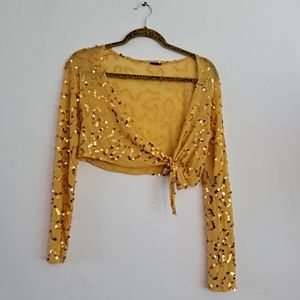 Vintage gold sequined wrap top